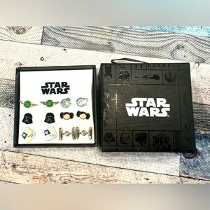 NEW Disney Park Star Wars Yoda Darth Vader Princess Leia Stud Earrings Set of 6
